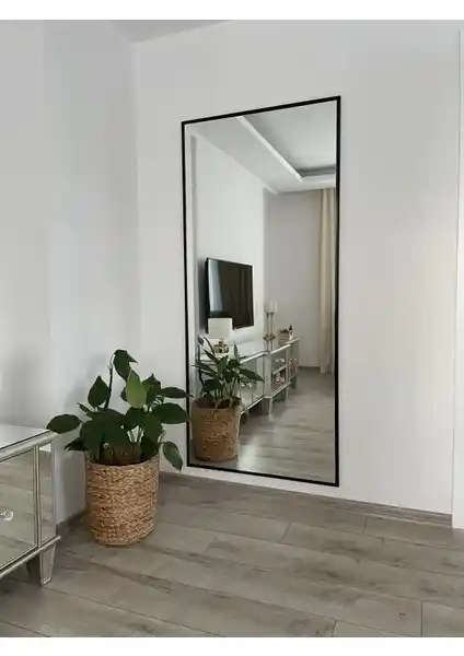 Effe Yapı Dekor Siyah Metal Çerçeveli Duvara Monte 180x80 cm Büyük Boy Aynası