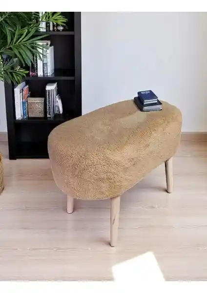 Eksen Teddy Kumaş Oval Puf: Modern Tasarım ve Çok Yönlü Kullanım İmkanları