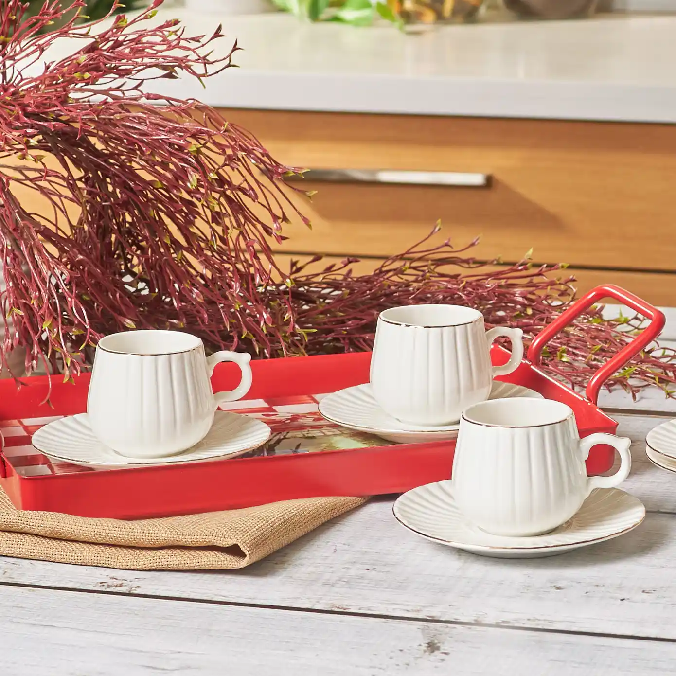 Emsan Çamlıca 6 Kişilik Kahve Fincan Takımı 90 ml Şık ve Dayanıklı Seramik Tasarım