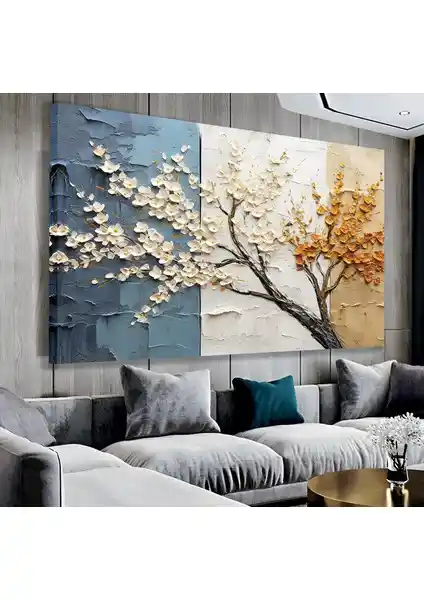 Emya Home Renkli Ağaç Kanvas Tablo Modern ve Dayanıklı İç Mekan Dekorasyonu İçin