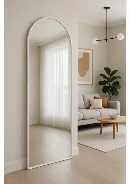 Ersan Dizayn Metal Çerçeve Beyaz Ayaklı Boy Aynası: Estetik ve Dayanıklılık Sunan Modern Tasarım