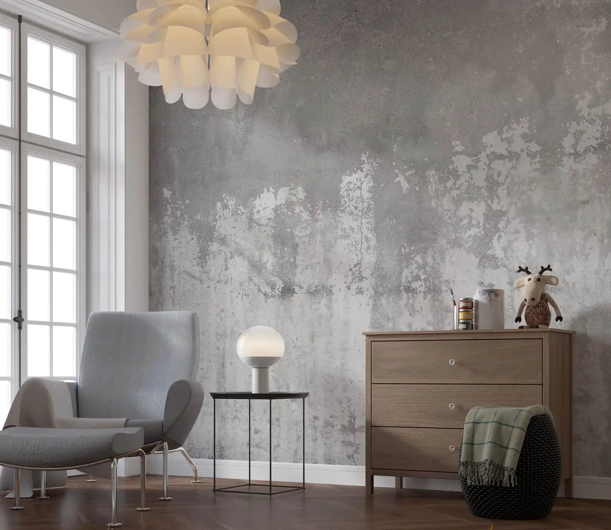 Eskitme Beton Duvar Kağıdıyla Modern Mekânlara Retro ve Şık Dokunuşlar