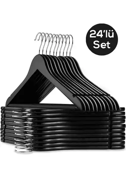 Esti 24 Adet Ahşap Görünüm Plastik Askı Seti – Dayanıklı ve Estetik Gardırop Düzeni