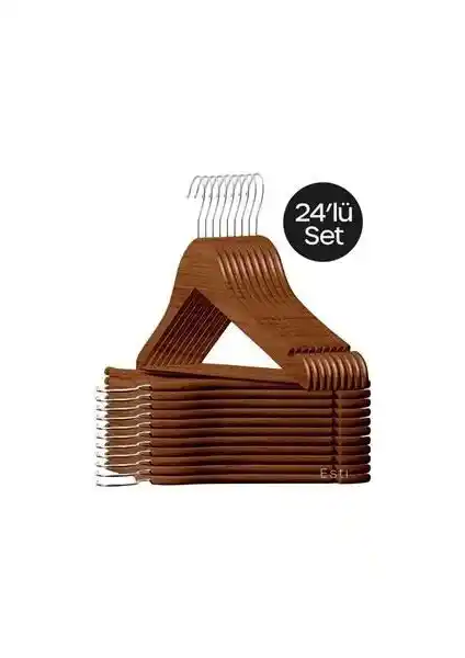 Esti 24 Adet Ahşap Görünümlü Plastik Askı ve 12 Adet Siyah Askı Karşılaştırması