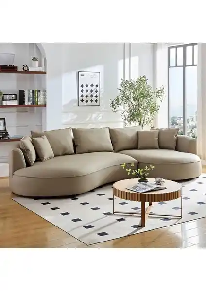 Eymense Venedik Köşe Koltuk Vizon: Modern Tasarım ve Dayanıklılık Sunan Oturma Grubu