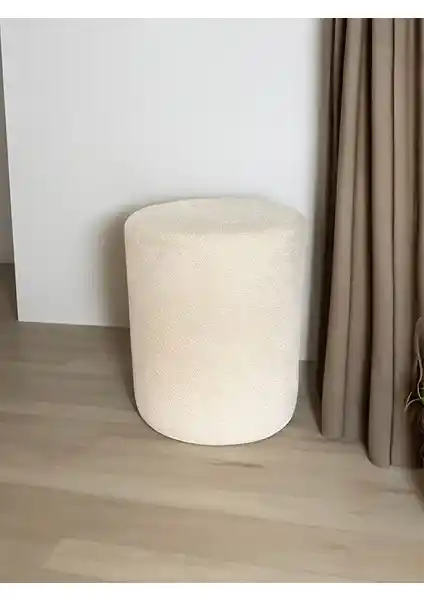 Fagus Wood Teddy Kumaş Silindir Dekoratif Puf: Modern ve Çok Yönlü Ev Dekorasyonu için Ideal Seçenek