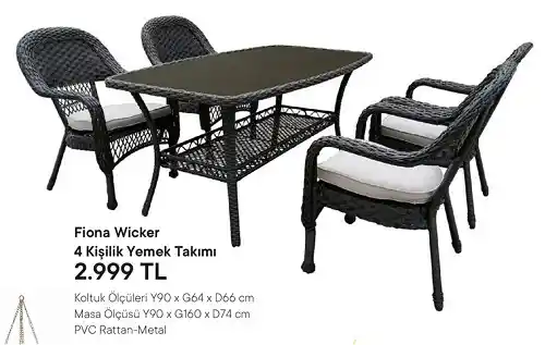 Fiona Wicker 4 Kişilik Yemek Takımıyla Dekorasyonda Estetik ve Fonksiyonellik