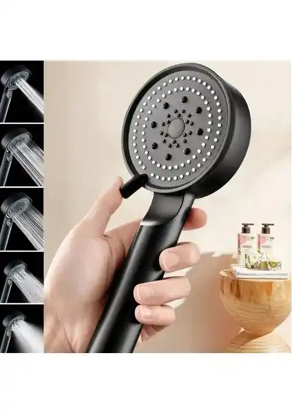 FourForce 5 Fonksiyonlu Siyah Duş Başlığı ile Modern ve Konforlu Banyo Deneyimi