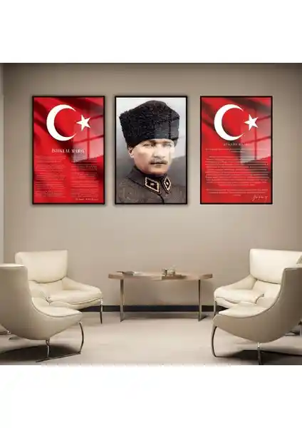 Gaagart 3'lü Metal Çerçeveli Cam Tablo Seti Estetik ve Dayanıklı Dekorasyon Çözümü