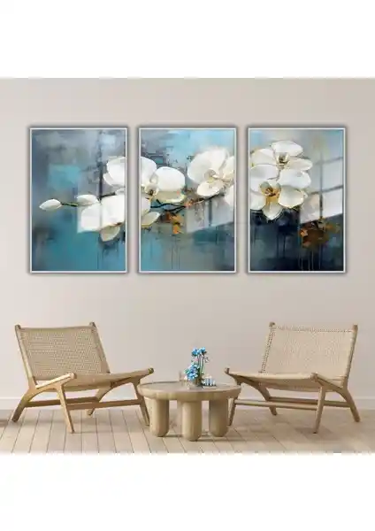 Gaagart 3 Lü Metal Çerçeveli Cam Tablo Seti Ev ve Ofis Dekorasyonunda Şıklık ve Estetik Sağlar