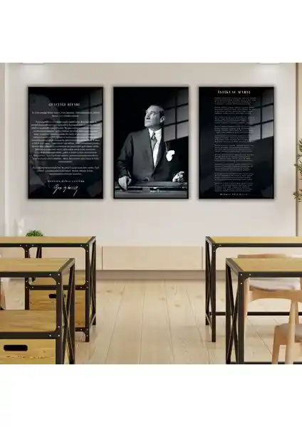 Gaagart 3'lü Metal Çerçeveli Cam Tablo Seti Modern ve Dayanıklı Duvar Dekoru Seçeneği