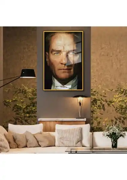 Gaagart Metal Çerçeveli Cam Tablo Atatürk Portresi Modern Dekorasyon İçin Uygun