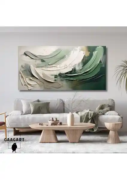 Gaagart Panoramik Kanvas Duvar Tablosu Yeşil Tonlarda Modern ve Dayanıklı Dekorasyon Ürünü