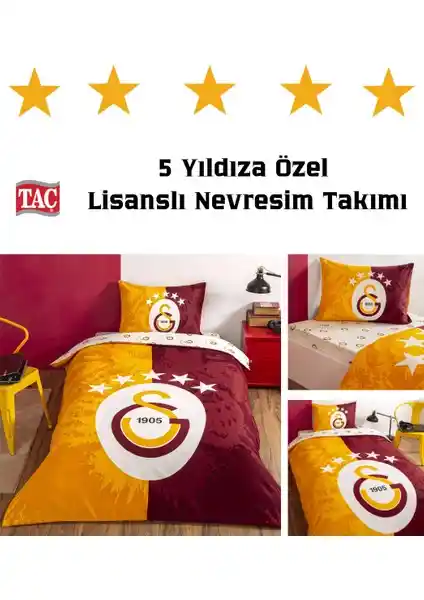 Galatasaray Lisanslı Pamuk Nevresim Takımı - 5. Yılz Tek Kişilik Yatak Seti