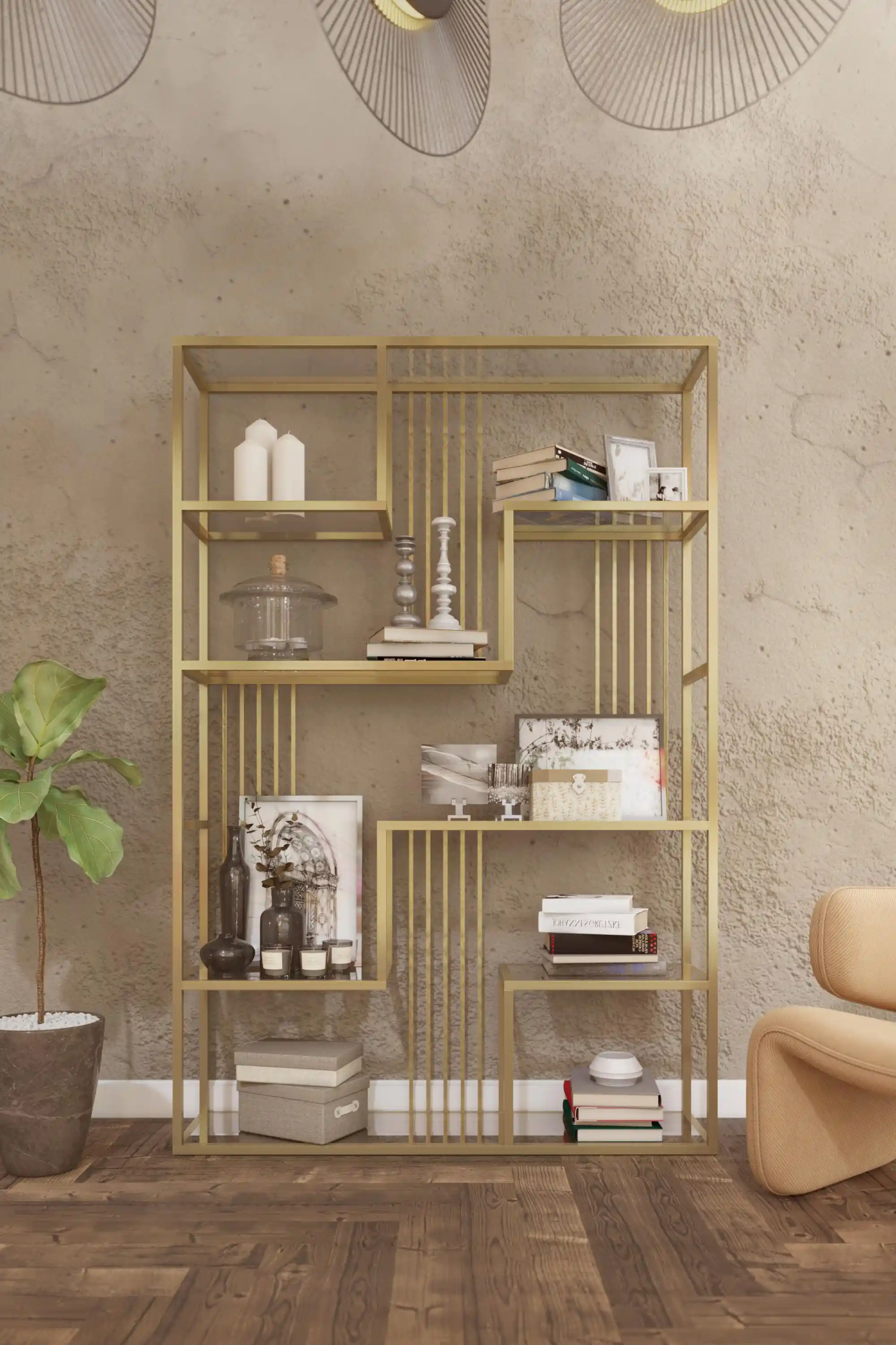 Gold Metal Kitaplıklar: Modern ve Şık Dekorasyon İçin Zarif Seçenekler
