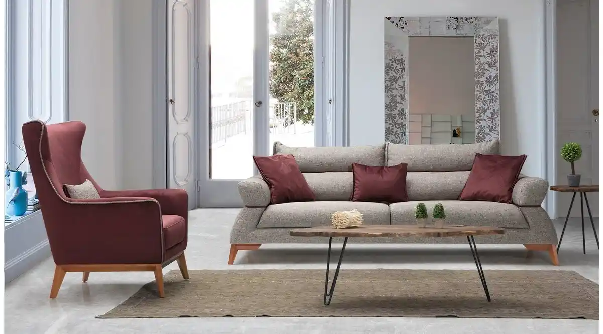 Gri Bordo Koltuk Takımıyla Modern ve Şık Dekorasyon Önerileri
