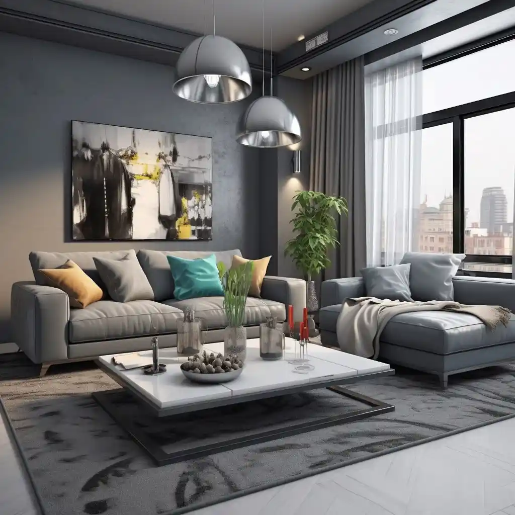 Gri Renk ile Modern ve Şık Salon Dekorasyonu İpuçları ve Trendleri