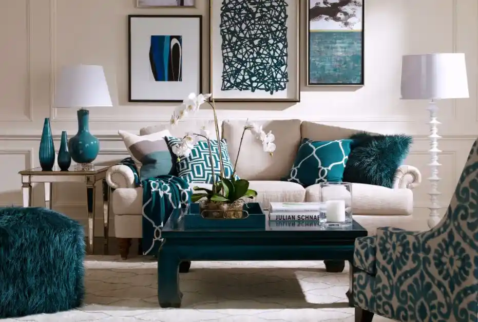 Gri ve Turkuaz Renkleriyle Modern ve Şık Salon Dekorasyonu Rehberi