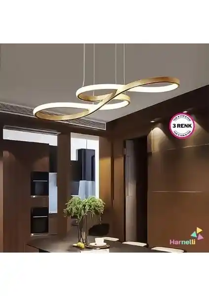 Harnelli 3 Renk Yanabilen Modern LED'li Avize Şık ve Fonksiyonel Tasarım