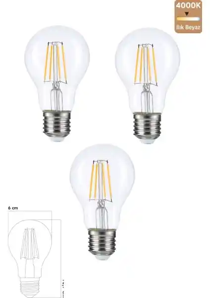 Heka E27 220V 6W 4000K Filament LED Ampul ERD-283 Modern ve Estetik Aydınlatma Çözümü