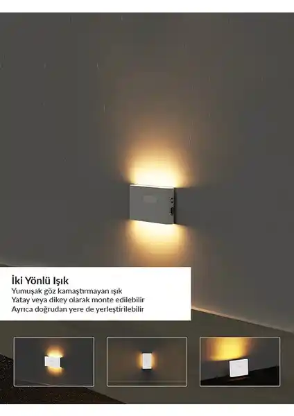 Hero Led İki Yönlü Şarjlı Sensörlü Mıknatıslı LED Aplikeleri Modern ve Pratik Aydınlatma Çözümü