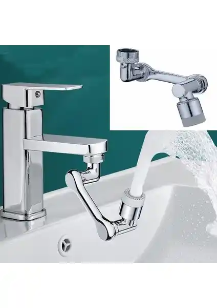 HGüneyli 1080 Derece Dönebilir Robotik Kol Musluk Başlığı Pratik ve İşlevsel Tasarım