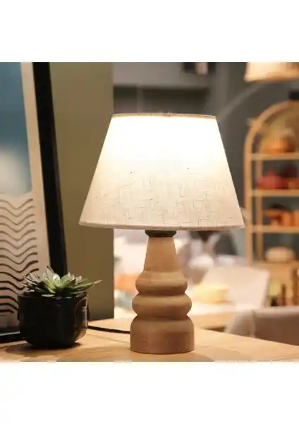 Homing Natural Ahşap Kumaş Başlık Abajur ile Şık ve Doğal İç Mekan Dekorasyonu