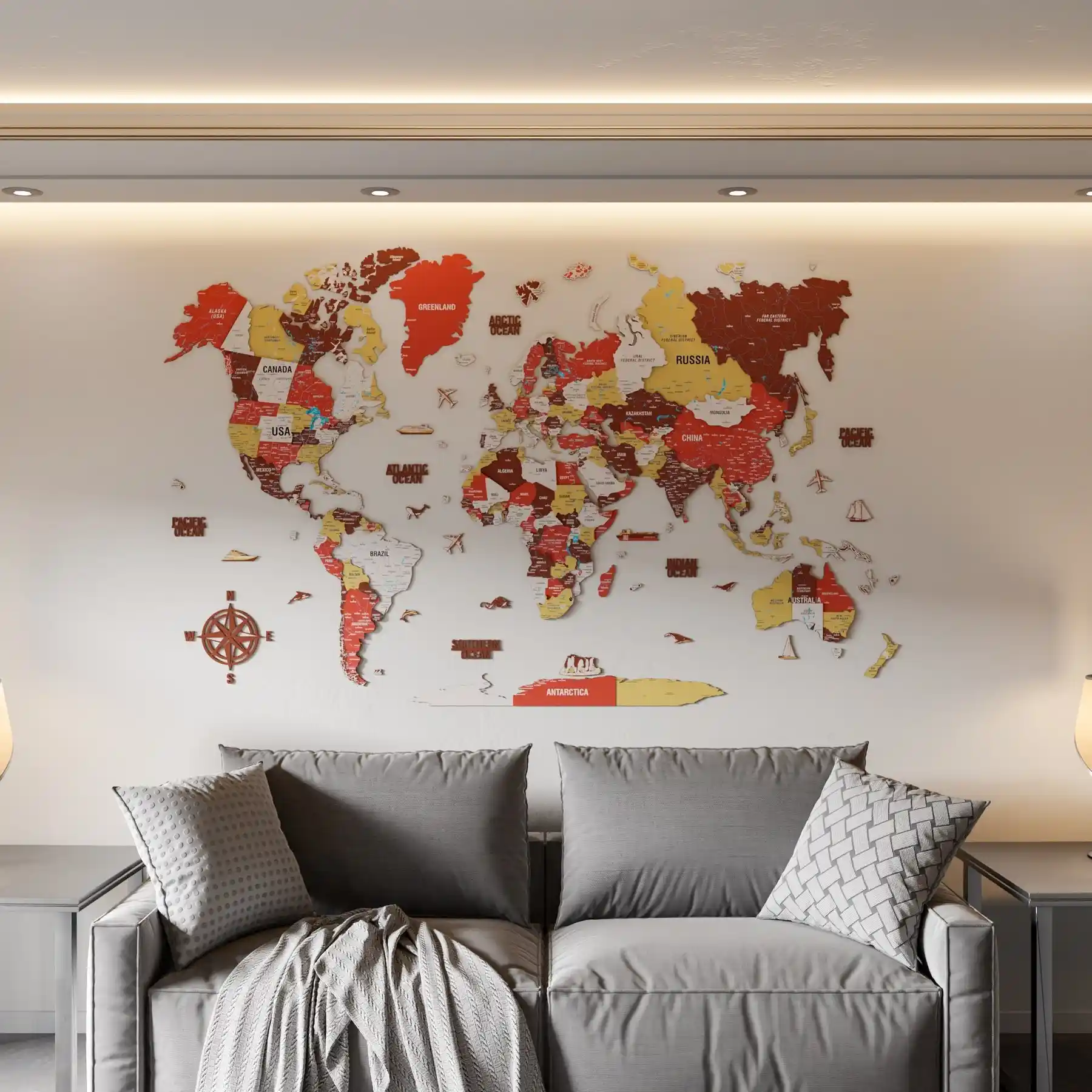 İç Mekânlarınız İçin Modern ve Şık Dünya Haritası Dekoru Seçenekleri