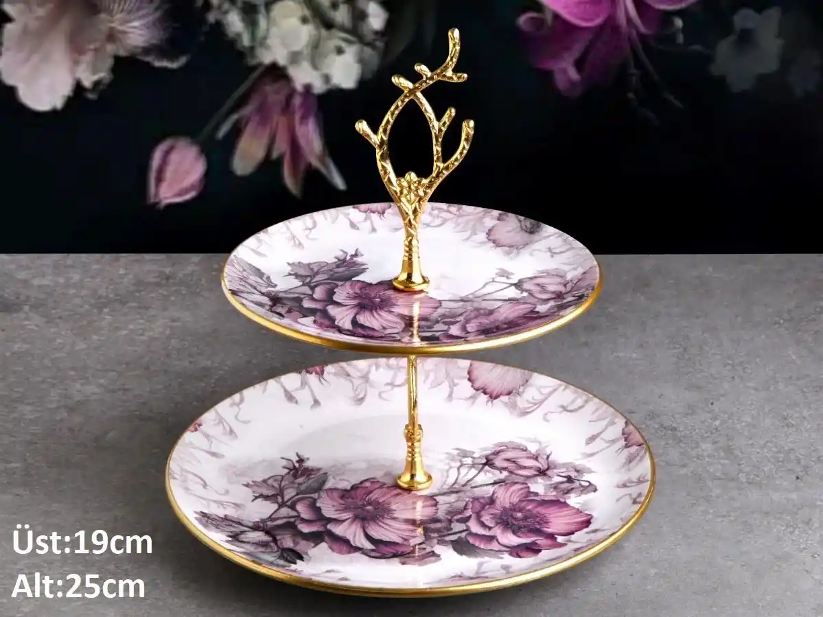 İki Katlı Pasta Tabağı Dekorasyon ve Sunumda Zarif Çözümler