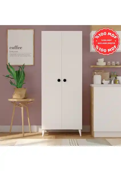 İmbas 2 Kapaklı 5 Raflı Mega Çok Amaçlı Dolap Modern ve Dayanıklı Tasarım