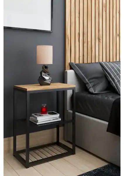 İntergo Metal Ayaklı Dekoratif Tel Raflı Komodin Atlantik Çam Özellikleri ve Kullanım Alanları