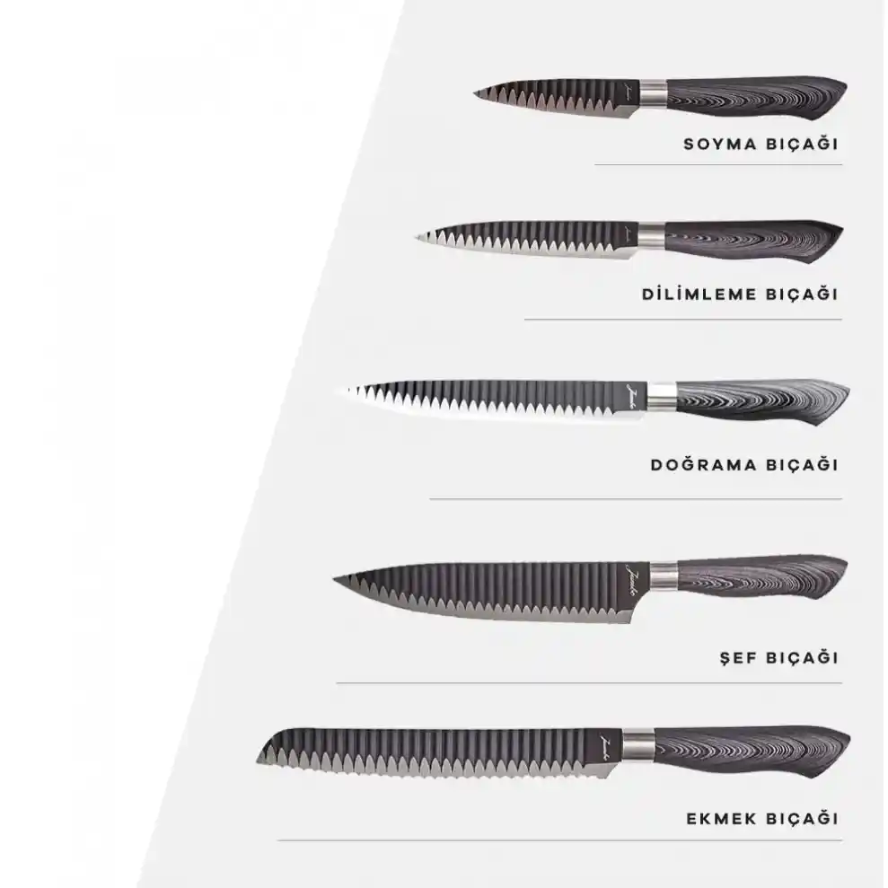 Jumbo Viva 5 Parça Bıçak Seti ile Mutfak Dekorasyonunu ve İşlevselliği Artırın