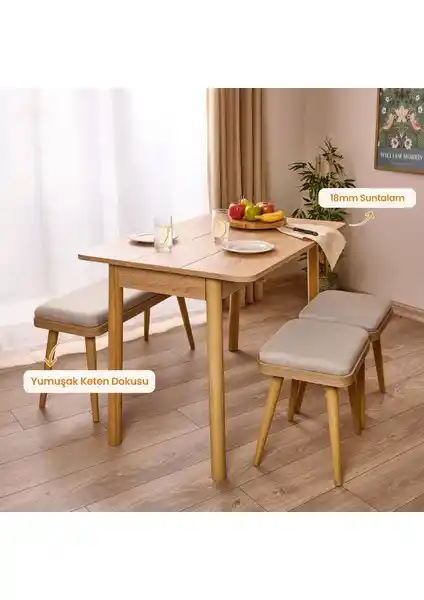 Just Home Bono Ortadan Açılır Masa Takımı: Şık ve Fonksiyonel Modern Masa Çözümü