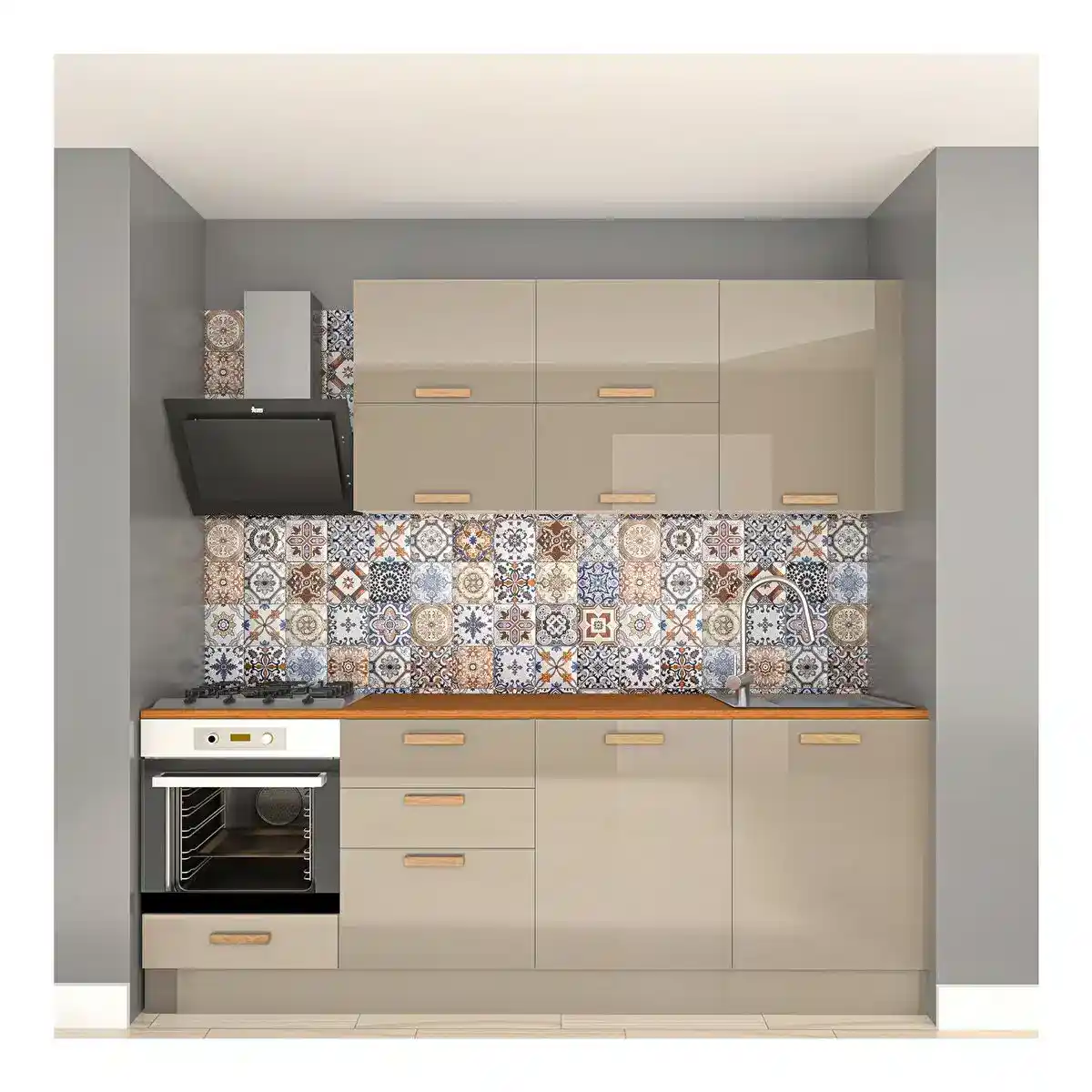 Kahve ve Krem Renkli Mutfak Dolaplarıyla Şık ve Sıcak Mutfak Dekorasyonu