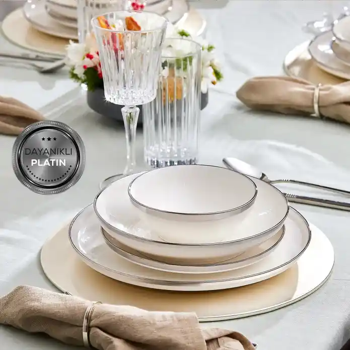 Karaca Eclipse Platin 57 Parça 12 Kişilik Yemek Takımı ile Sofralarınıza Şıklık Katın