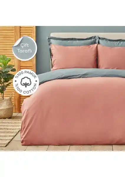 Karaca Home Basic Terecota Petrol Çift Kişilik Nevresim Takımı Modern ve Dayanıklı Tasarım