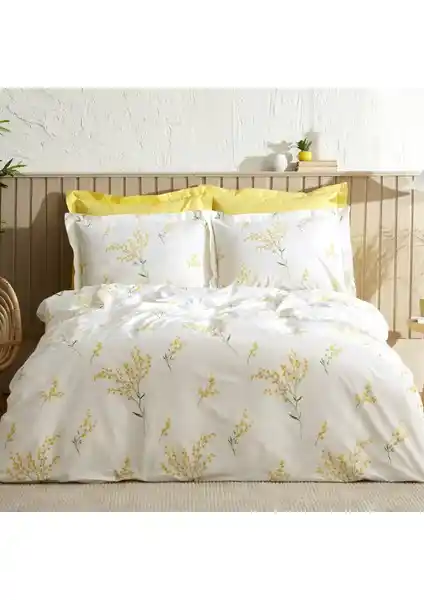 Karaca Home Loretta Sarı %100 Pamuk Çift Kişilik Nevresim Takımı Yatak Odası Şıklığı ve Konforu