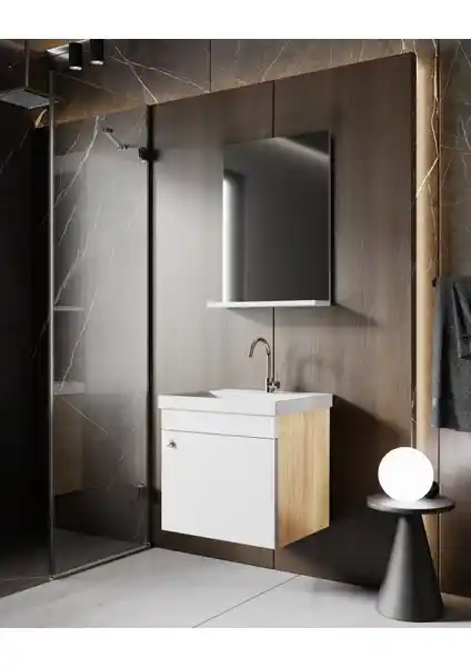 Karen Banyo Milano 50 cm Lavabolu Banyo Dolabı Modern ve Şık Tasarımıyla Kullanım Kolaylığı Sağlar