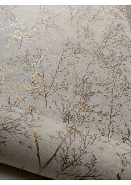 Kms Home Gold Gül Kurusu Dallı Silinebilir Duvar Kağıdı Modern ve Şık İç Mekan Dekorasyonu