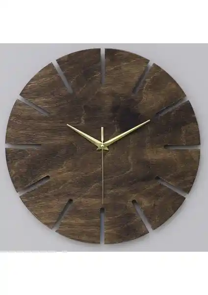 Knc Dizayn Elegance Ahşap Duvar Saati Kahverengi 37 cm Modern ve Şık Tasarım