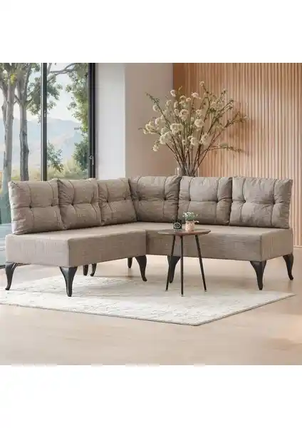Lavin Köşe Takımı Krem Renkli Modern Oturma Grubu Şıklık ve Konfor Sunar
