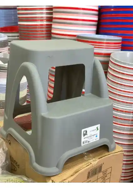 Lees Home Basamaklı Büyük Tabure Antresit Gri - Çok Amaçlı ve Modern Tasarım