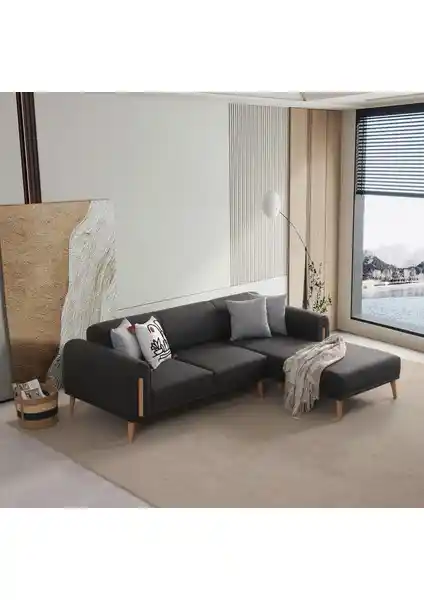 Leon Köşe Sağ Köşe Antrasit Modern Oturma Grubu ve Özellikleri