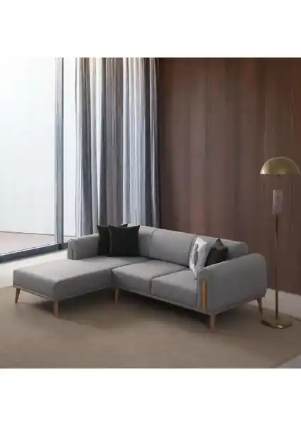 Leon Köşe Sol Köşe Gri Modern Oturma Grubu Dayanıklı ve Şık Tasarım