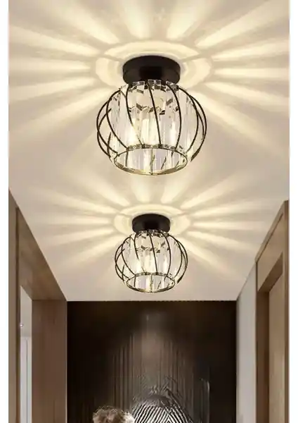 Luna Lighting Bella Luce Siyah Metal Kristal Taşlı Modern Plafonyer Avize