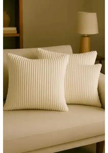 Lunova Home 4'lü Peluş Kırlent Kılıfı Seti Modern ve Yıkanabilir Dekoratif Çift Taraflı