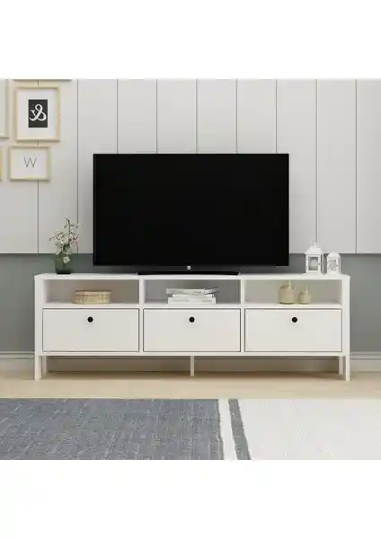 Luvia Mobilya 3 Kapaklı 150 cm Beyaz TV Ünitesi Modern ve Fonksiyonel Tasarım