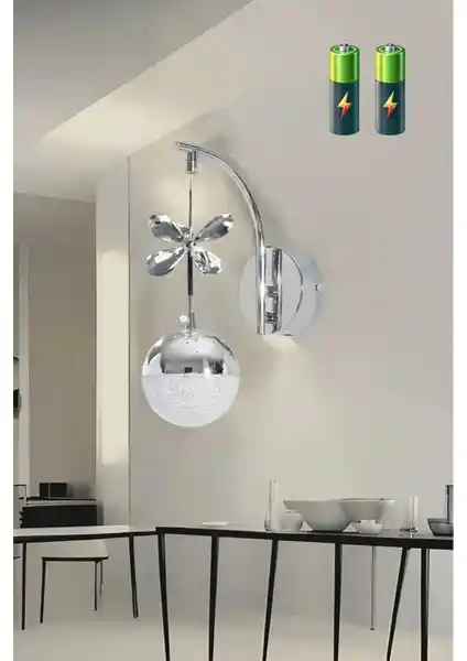 Marsel Lighting Şık Krom Kaplama LED Pilli Sarkıt Aplik Oturma ve Yatak Odası İçin