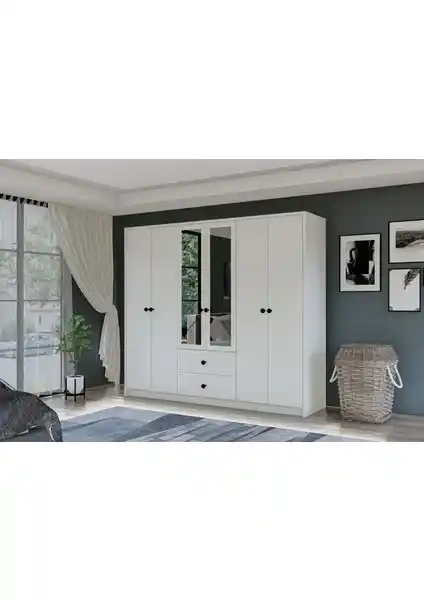 Metalia Gm 036 Lüx Modern Beyaz Gardırop Şık ve Geniş Depolama Alanı