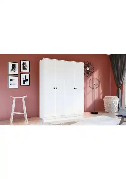 Metalia Gm 052 4 Kapılı Düğme Kulplu Gardrop: Modern ve İşlevsel Depolama Çözümü
